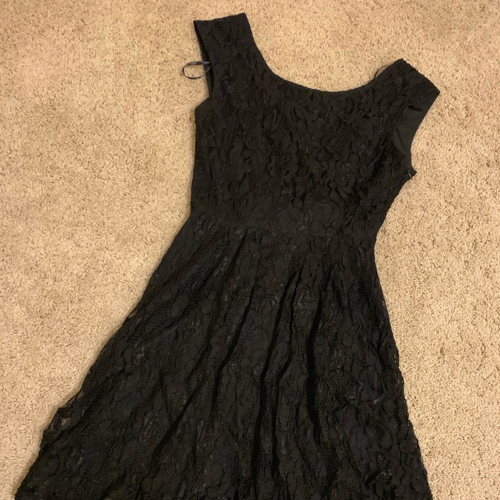 Forever 21 Black laced open back dress with bow